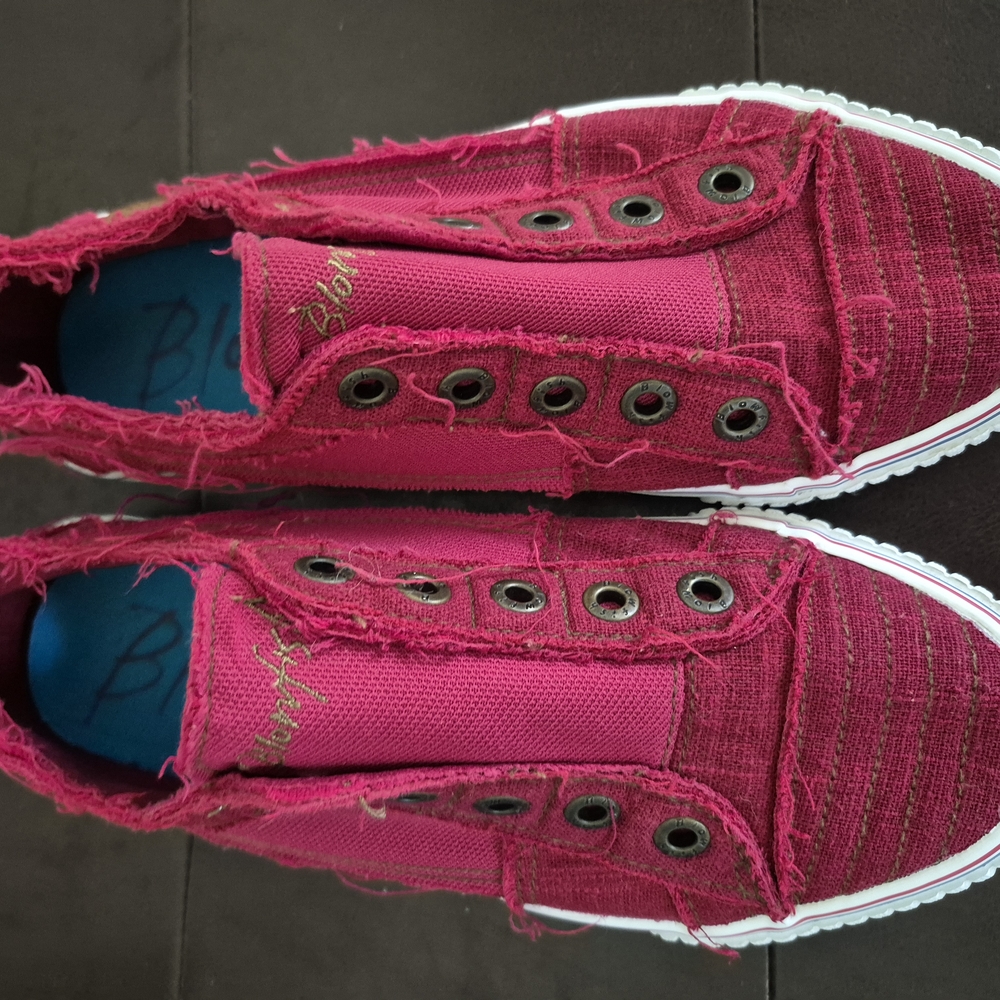 Blowfish Red and White Slip-On Sneakers with Canvas Upper